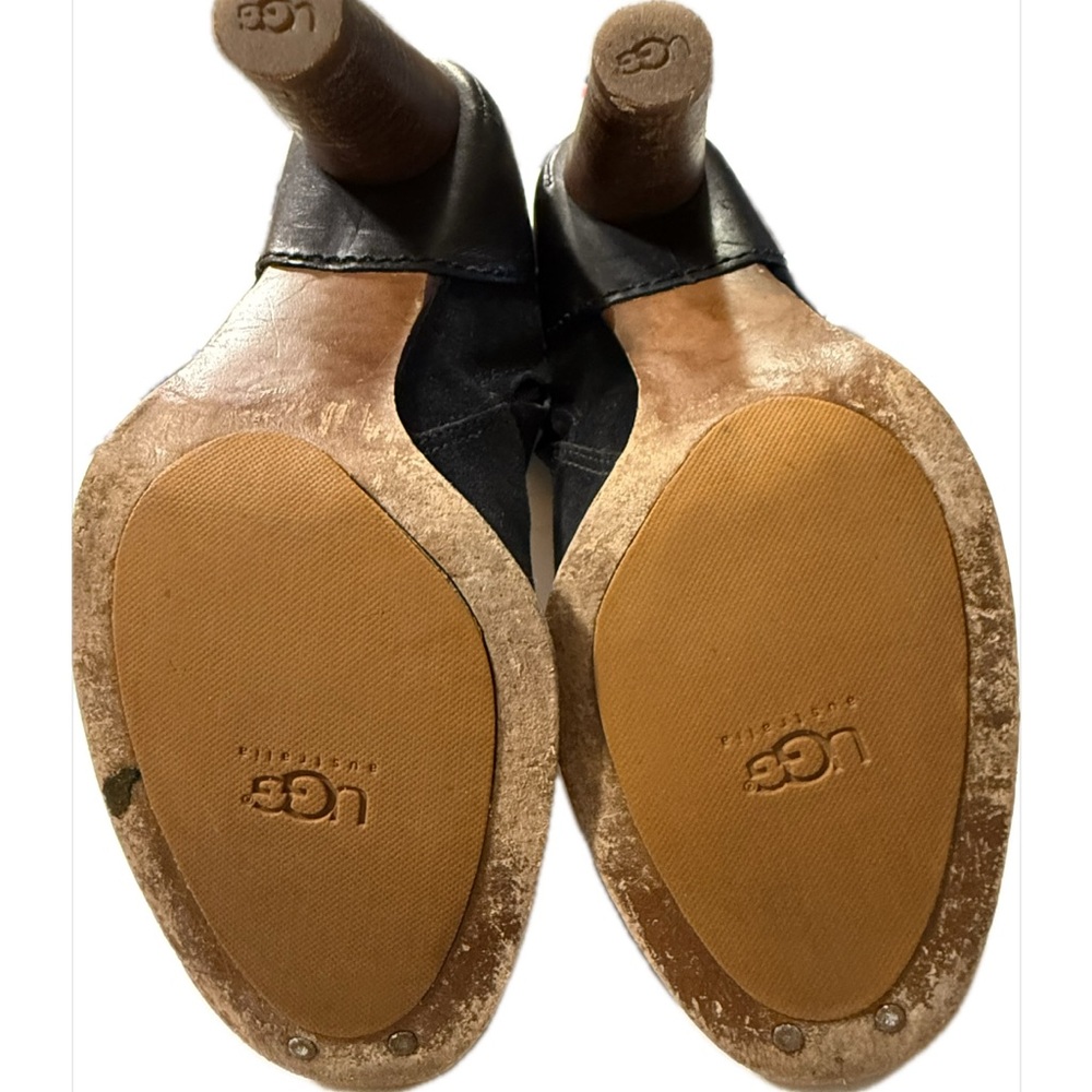 UGG Black Heeled Boots with Leather Accents - Picture 5 of 6